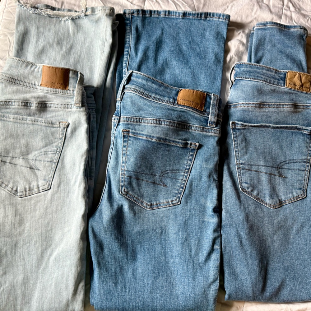 American Eagle Outfitters Light and Medium Blue jeans size 2,2,&4